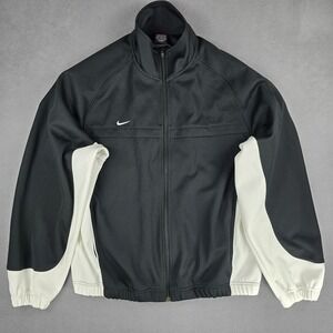 Nike Team Jacket Mens XL Black White Full Zip Track Athletic Polyester Warmup